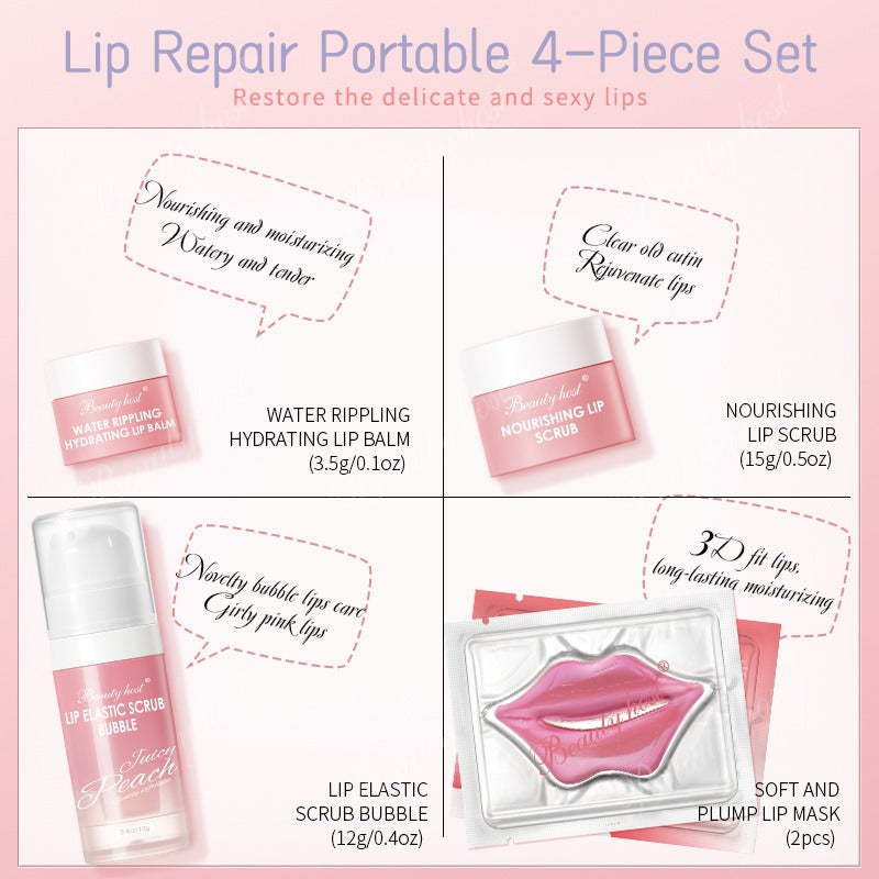 4-in-1 Lip Care Gift Set – Hydrate, Exfoliate & Plump